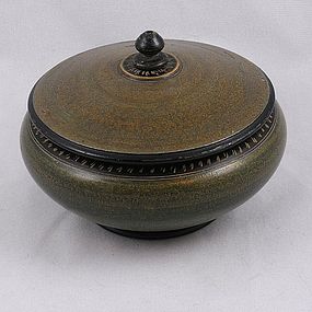 Lacquer over Wood Round Kashmir Box, Circa 1940