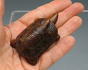 Antique Nephrite Jade Toggle Carving of Tang Turtles