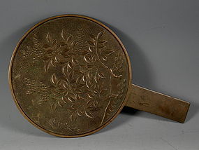 Antique Japanese Bronze Hand Mirror Meiji MK