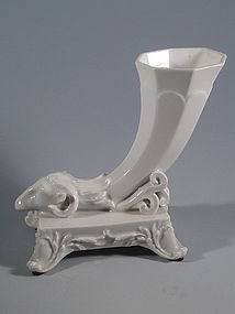 18th C Blanc de Chine Paste German Ram's Head Rhyton Cup