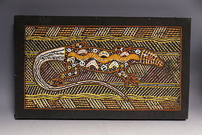 Aboriginal Art Ochre Painting Lizard with Snake by Timaepatua