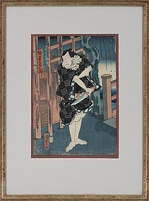 Japanese Woodblock Samurai Print by Toyokuni Utagawa, Circa 1800