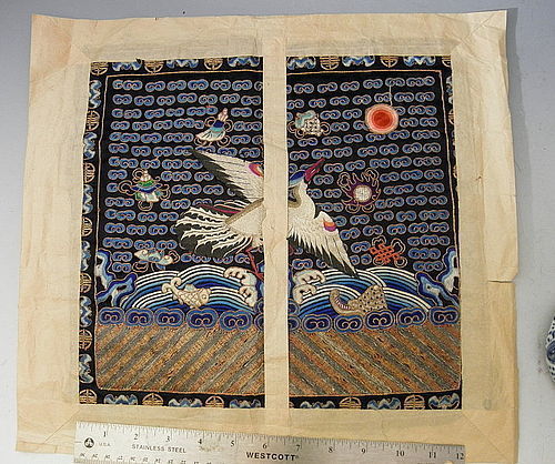 Chinese Silver Pheasant Civil Silk Rank Badge Original Paper Wrapper