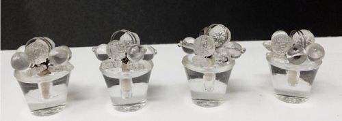 Vintage Czech Crystal Fruit Flower Pot Place Card Holders