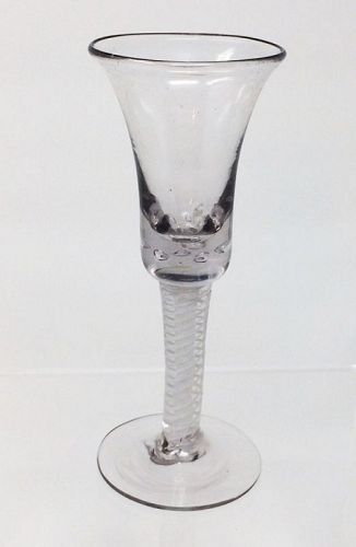 18th C English Cotton Twist Crystal Wine Glass or Goblet Bell Bowl