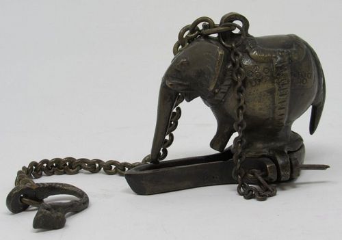 South Asian Cast Bronze Elephant Hanging Oil Lamp