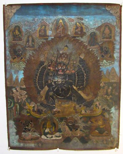 Wrathful Protector Diety Tibetan Buddhist God Thangka Blessed