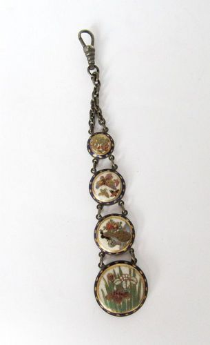 Japanese Satsuma Button Watch Fob Chatelaine Meiji