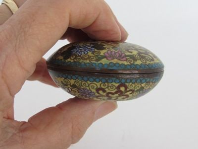 Small Circular Japanese Yellow Cloisonne Box, Edo