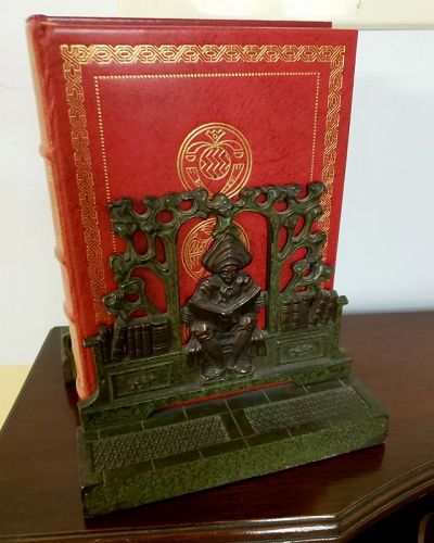 Pair of Art Nouveau Bookends of Reading Scholar