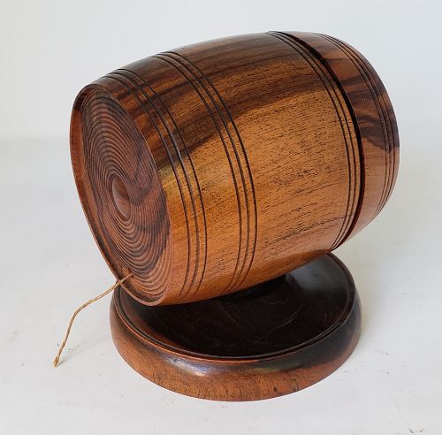 19th C English Lignum Vitae Wood Treenware String Holder