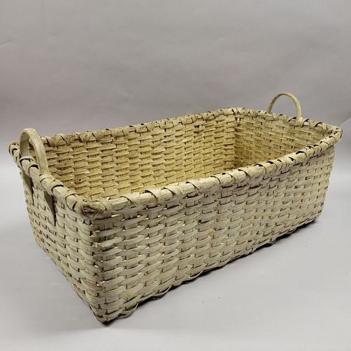 Antique American North Carolina Painted 2 Handled Gathering Basket