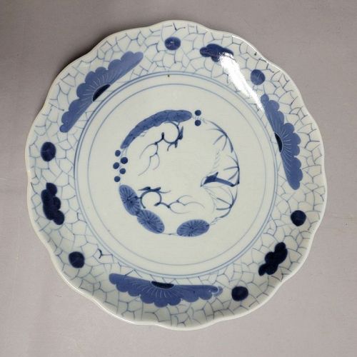 19th C Japanese Blue and White Porcelain Plate