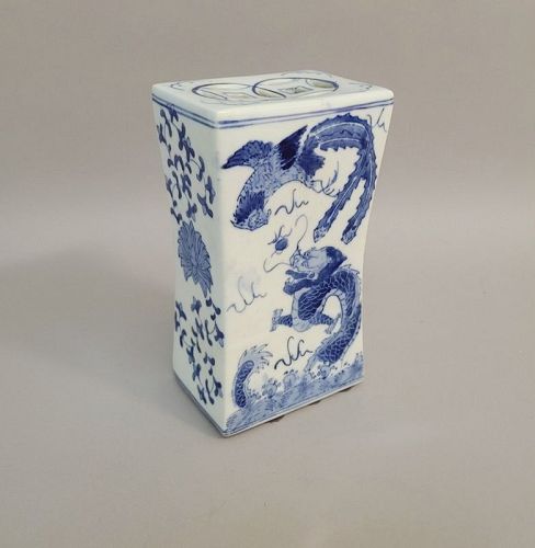Chinese Blue & White Porcelain Dragon & Phoenix Pillow