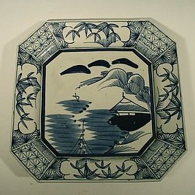 Meiji Era Square Porcelain Arita Dish for Mukozuke